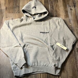 Essentials Light Gray Pullover Hoodie with Chest Logo